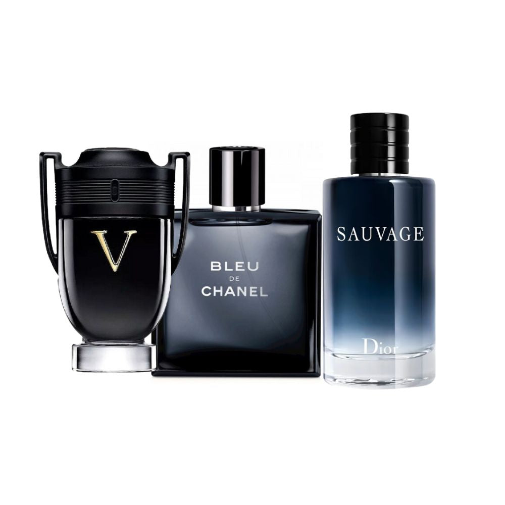 Kit de Poder Masculino: Invictus Victory + Bleu de Chanel + Dior Sauvage – Tres Leyendas en un Set
