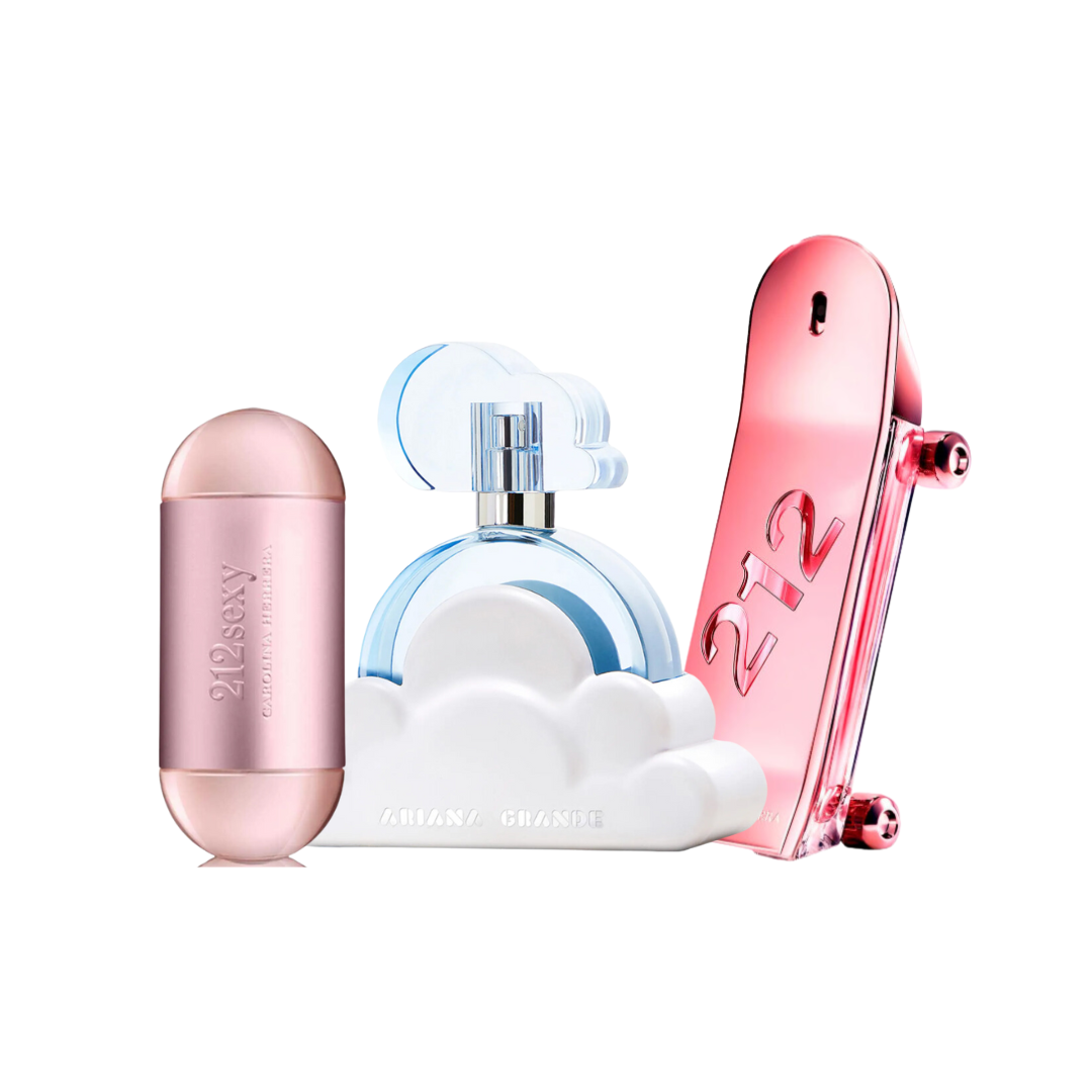 212 Sexy Rosado + Ariana Grande Cloud + Carolina Herrera 212 Heroes