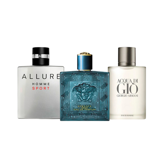 Kit Triple Impacto: Allure Homme Sport + Versace Eros + Armani Acqua Di Gio