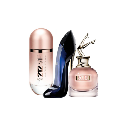SET TRIO DE LUJO FEMENINO: 212 VIP Rosé + Good Girl + Scandal