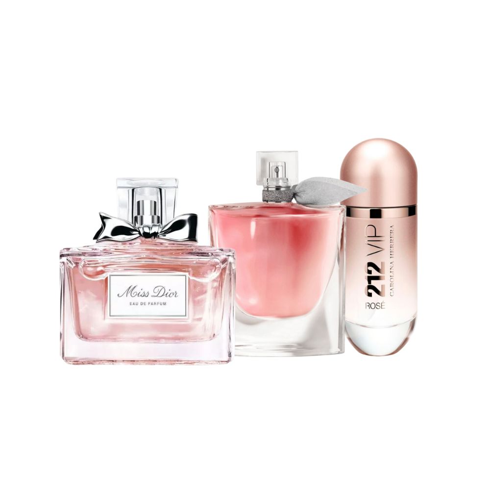 Set de Perfumes: Miss Dior + La Vie Est Belle + 212 VIP Rosé – 3 Fragancias Femeninas
